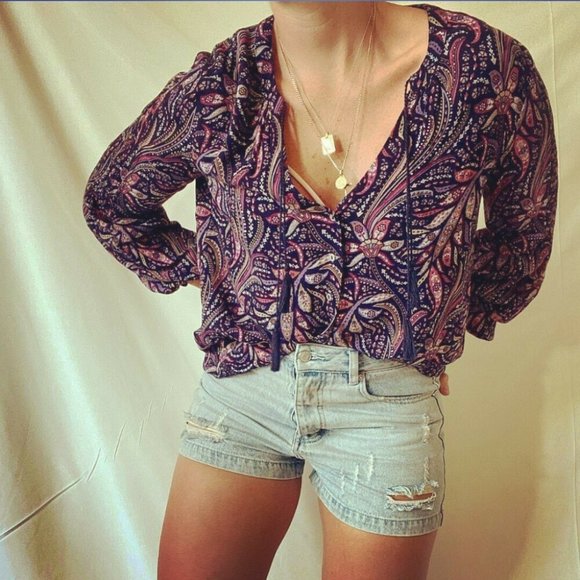 Tigerlily Tops - TIGERLILY Bilqis Purple Paisley Long Sleeve Button Shirt Blouse Top NWT RRP$140